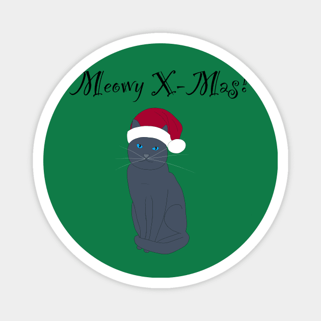 Meowy X-mas santa hat - grey Magnet by Lian's designs